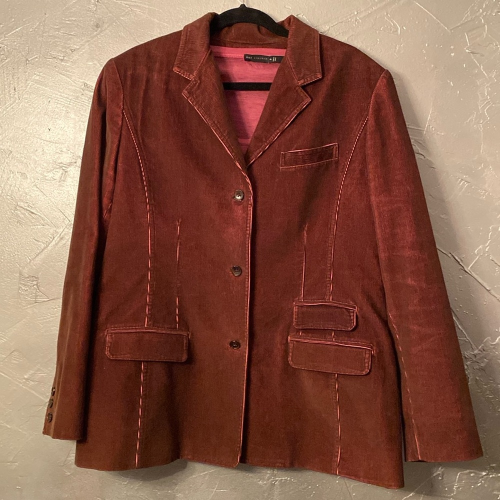 Ellen Tracy Blazer Unique Brown and Pink Corduroy size 14